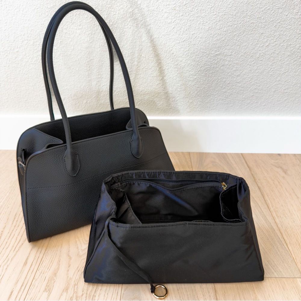 The Row Margaux Shoulder 12 Bag in Black Leather - Picture 2 of 11